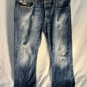 Diesel Men's Distressed Blue Denim Jeans